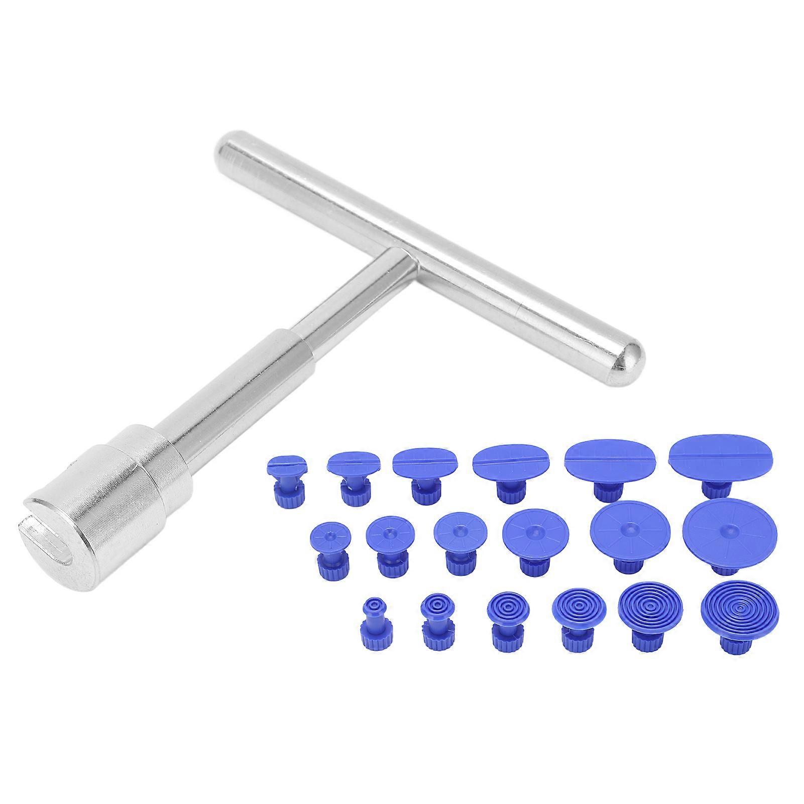 Paintless Dent Removal Puller T Bar with 18pcs Pulling Tabs Kit Auto Body Damage Repair Hand Tool