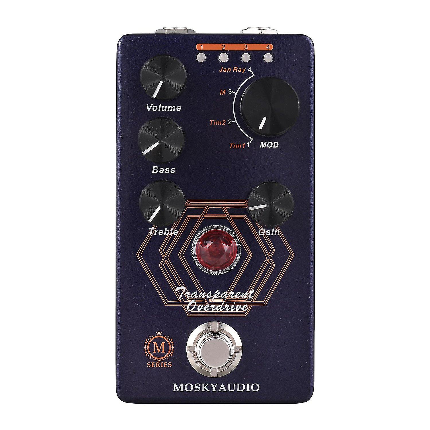 Moskyaudio Overdrive Guitar Effect Pedal 4 Mode Switch & Volume/bass/treble/gain Controls Compact Po