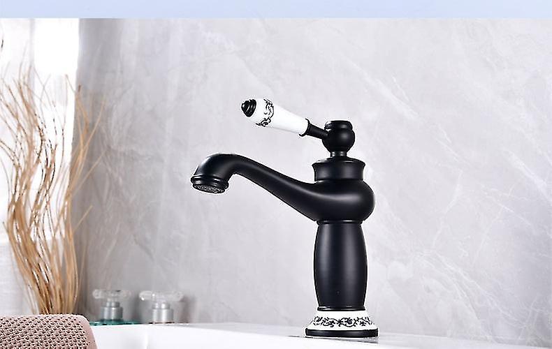 Black Hot and Cold Basin Faucet Retro Bathroom Toilet Rustic Basin Faucet