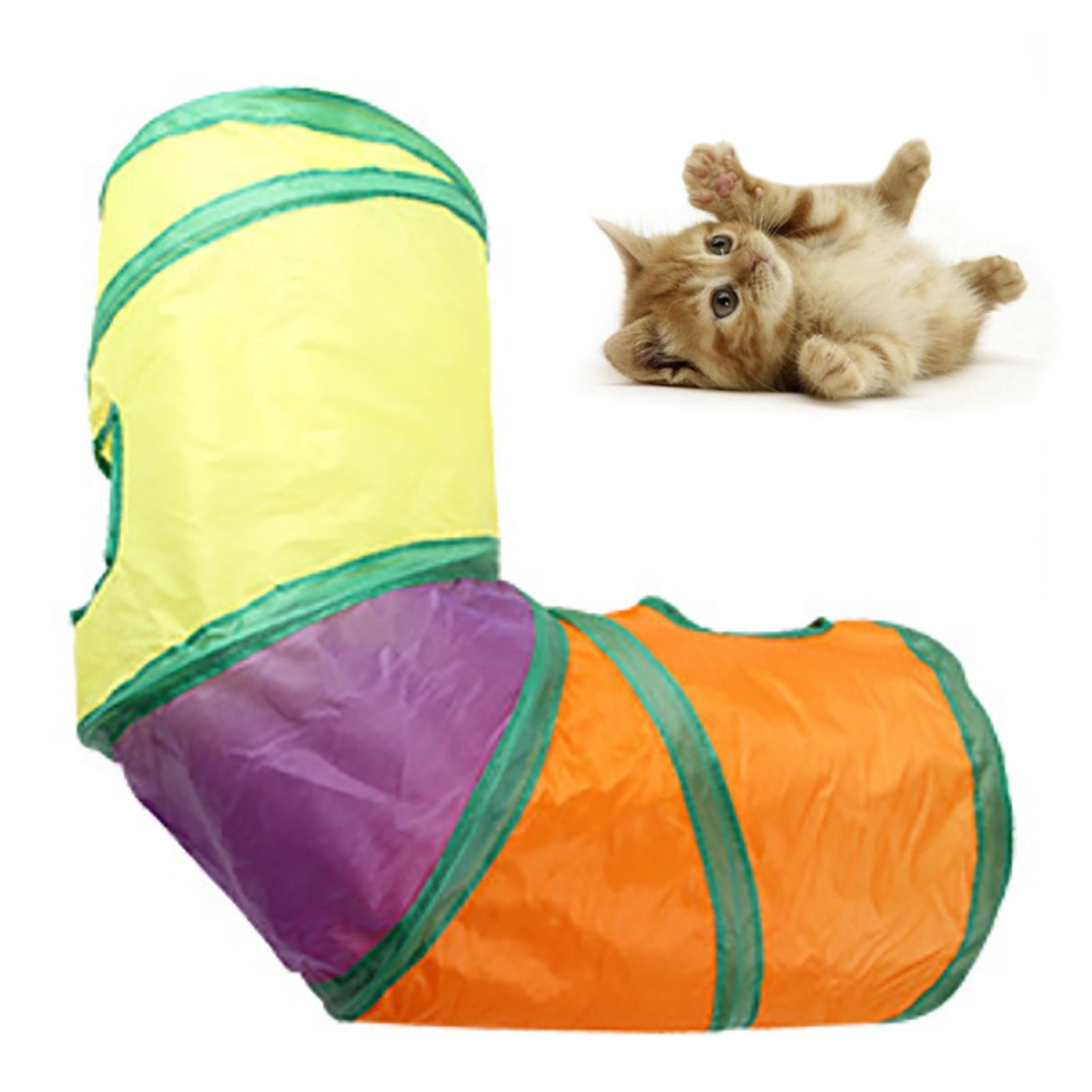 Cat Tunnel 3-Way Collapsible Rainbow Color Curve Tube Toy for Cats