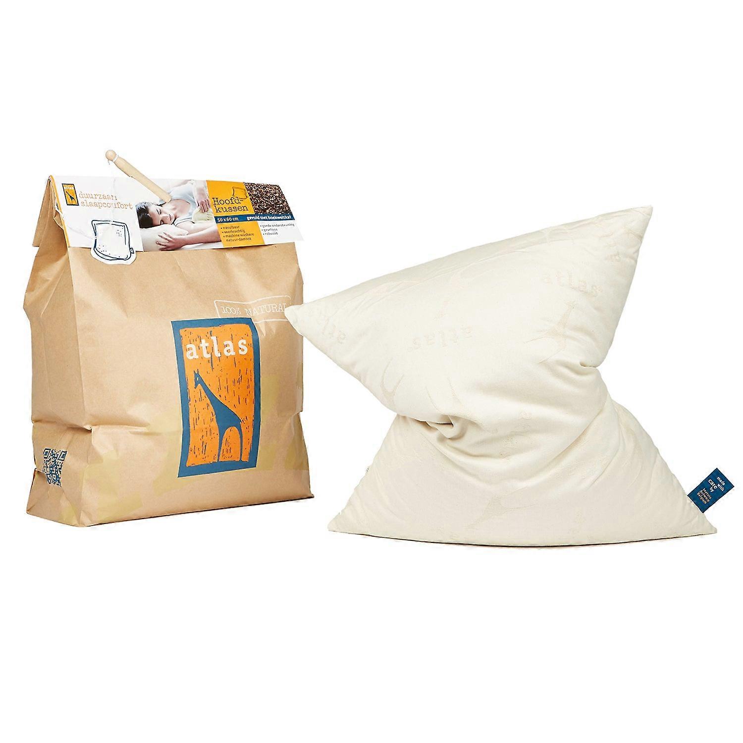 Atlas Boekweitschors Kussen - Hervulbaar Kussen - 100% Natuurlijk