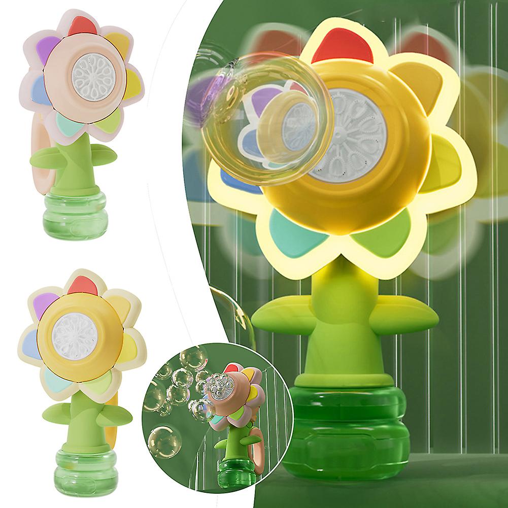 Portable Electric Sunflower Bubble Blower Easy Using Bubble Blowing Toy for Outdoor Yard
