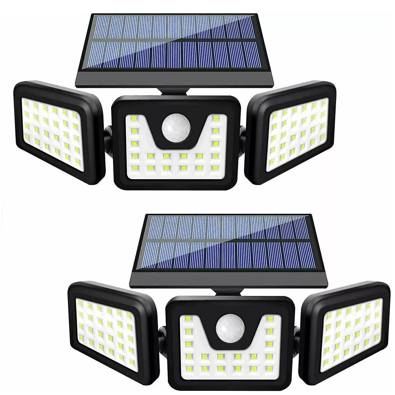 Solar Security Lights 3 Head 6000LM Motion Sensor Lights Adjustable Flood Light