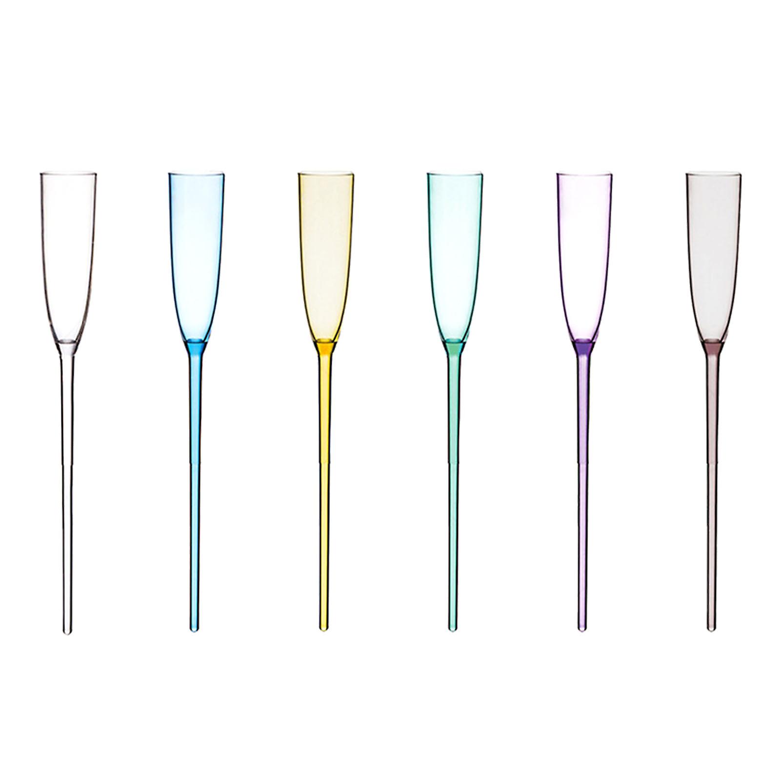 6PCS Champagne Flutes Glasses With Flutes Holder Vase Unique Hand-made Vintage Hand Blown for Home Bar Party