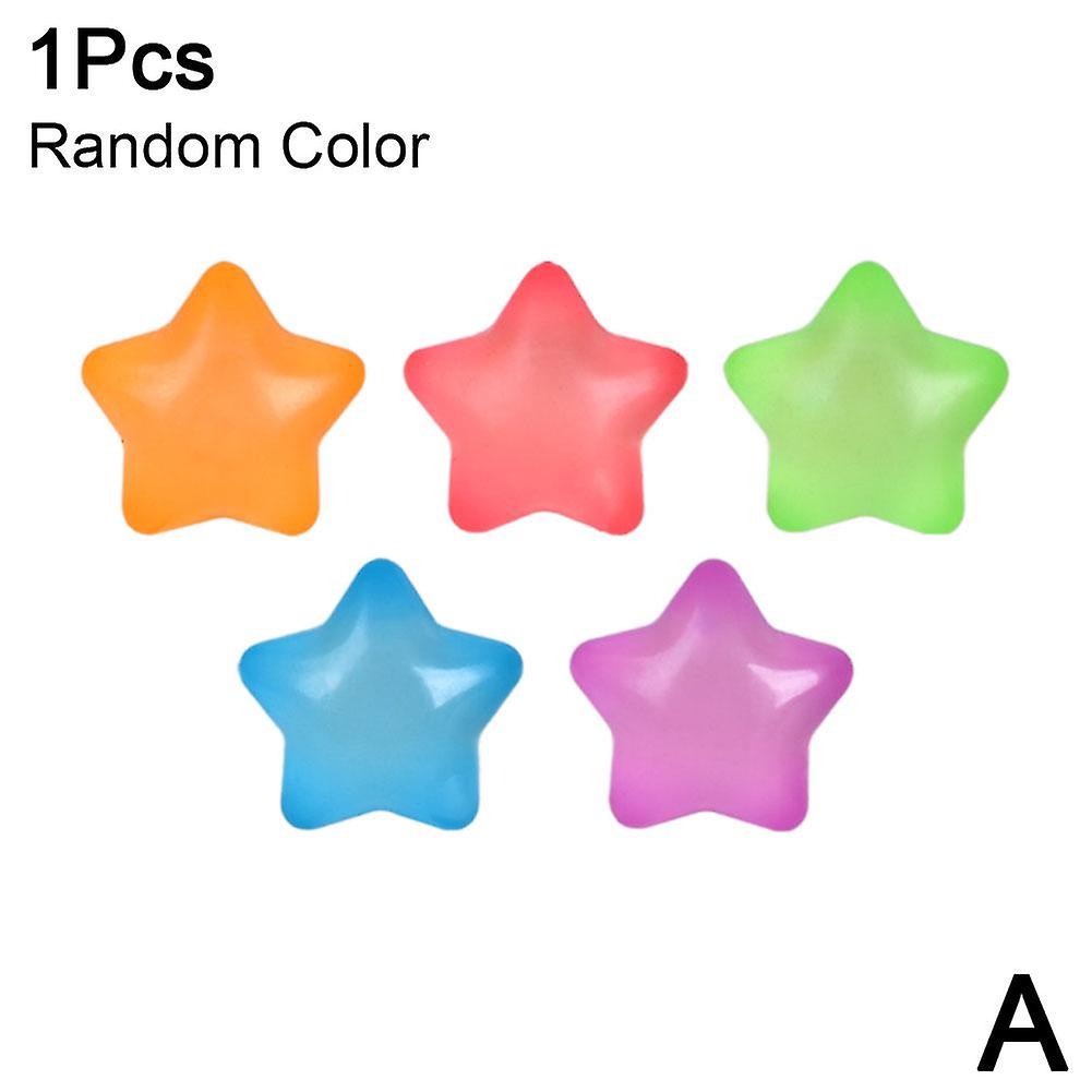 1pcs Random color (A)$ Maltose luminous five-pointed star pinching music slow rebound venting ball TPR decompression little star decompression toy