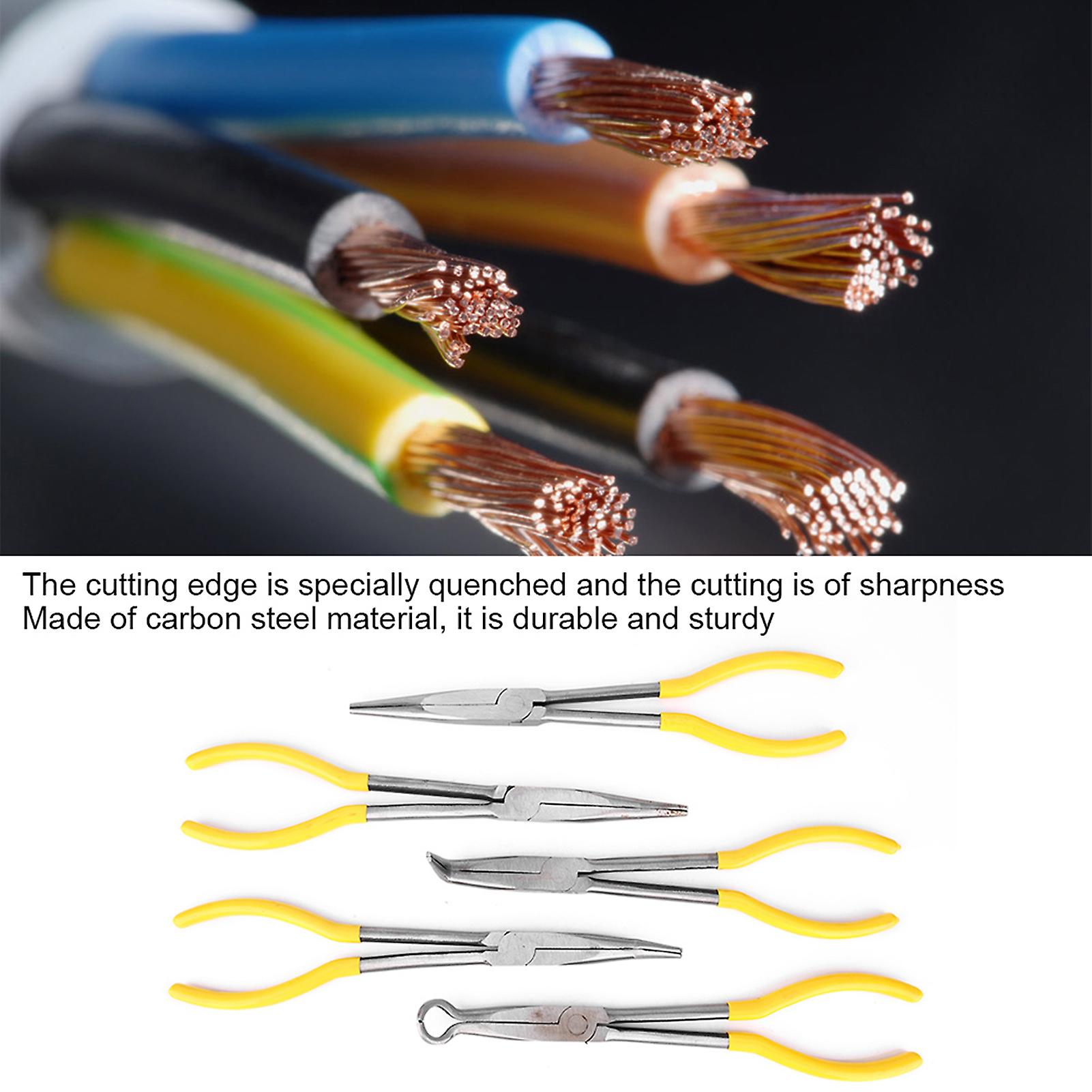 5Pcs Long Needle Nose Pliers Carbon Steel O shape Clamp Hand Tool with Non-Slip Handle