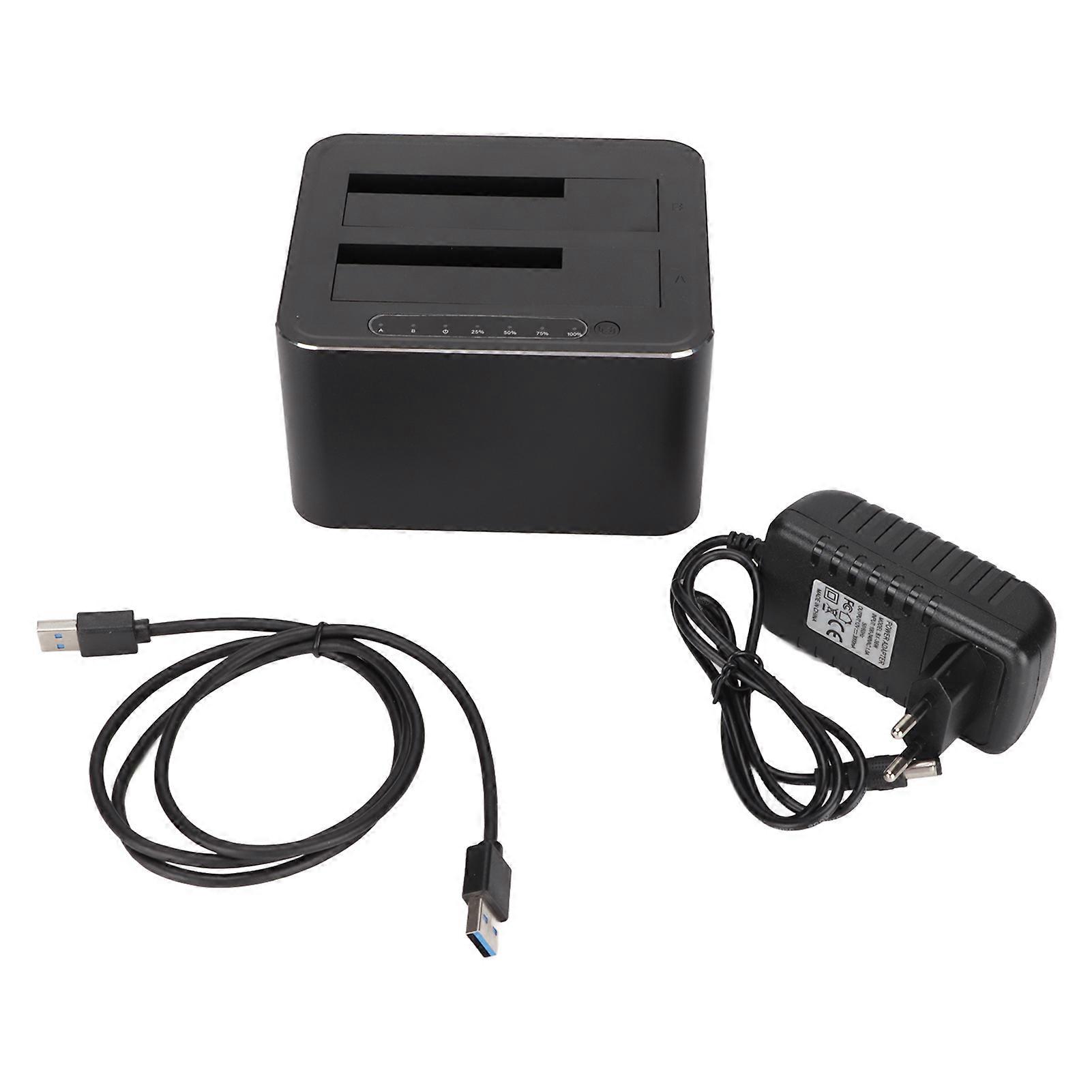 Hard Drive Docking Station USB3.0 Aluminium Alloy 7+15Pin SATA 5Gbps Transmission Maximum 32TB HDD Docking Station(EU Plug )