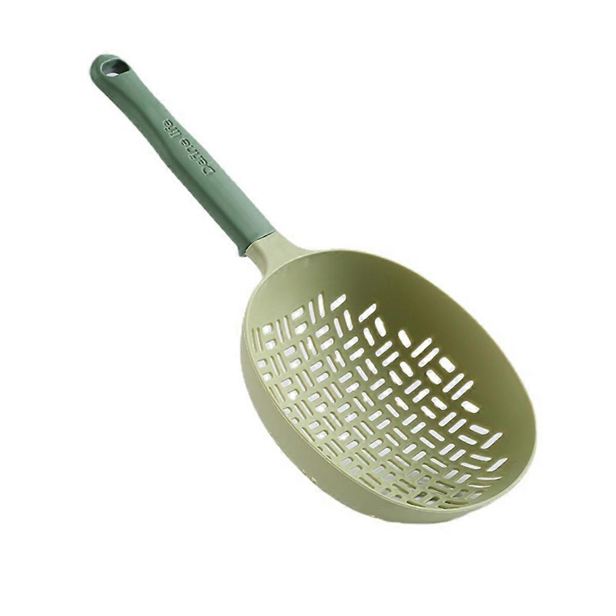 Scoop Colander, Silicone Colander Handle, Strainer Colander, Cooking Silicone Spoon, Pasta Colander Spoon Strainer Green