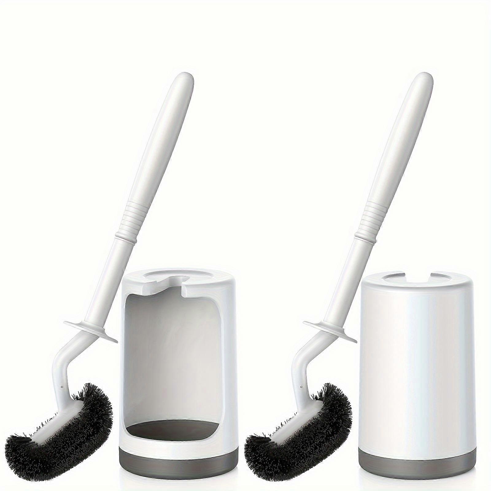 2pcs HAMITOR Deep Cleaning Toilet Bowl Brush Holder Set - Ergonomic Curved Design for Under-Rim Cleaning, Compact Hidden Scrubber for Small Spaces, Mo