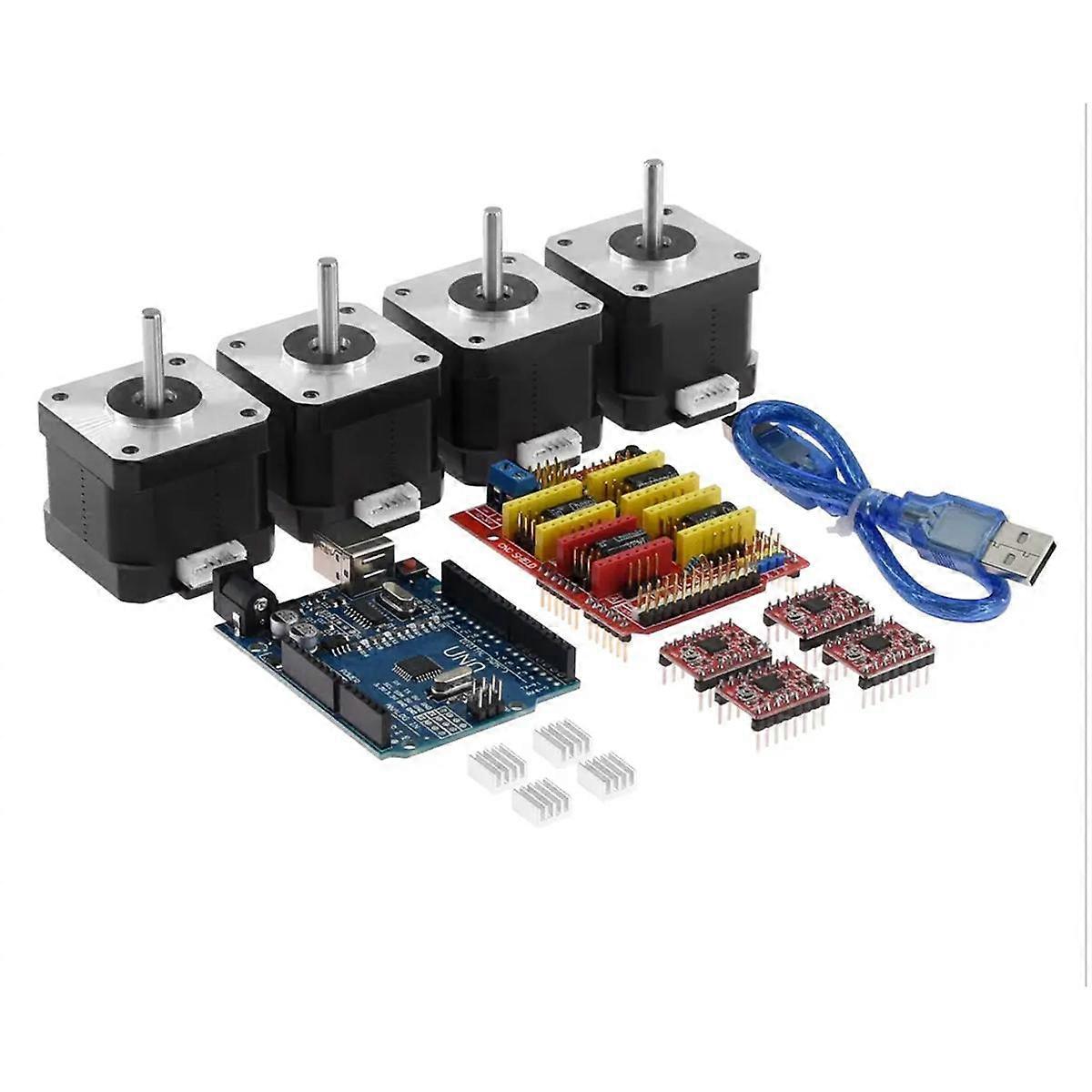 CNC Shield + for R3 Board +4X A4988 Stepper Motor Driver +4X 4401 Stepper Motor Kit for 3D Printer