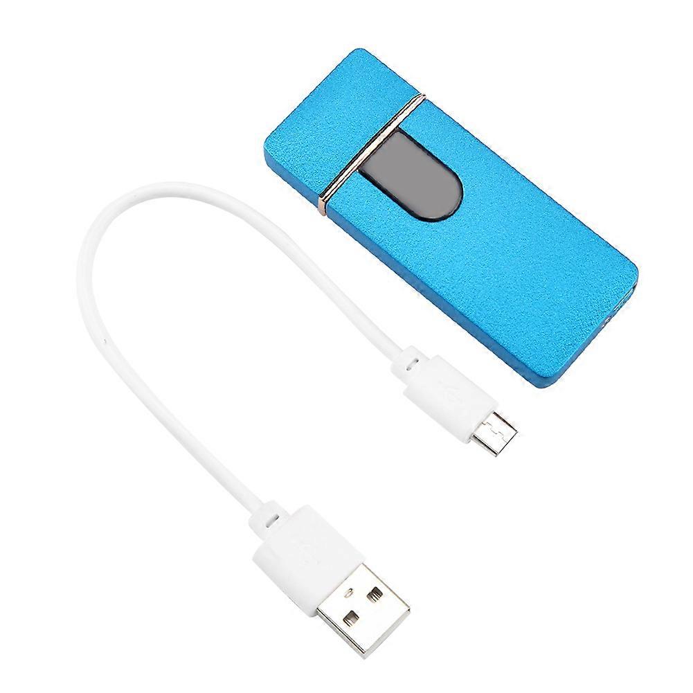 Touch Sensor USB Rechargeable Electric Windproof Cigarette Lighter Electricity Display (Blue)