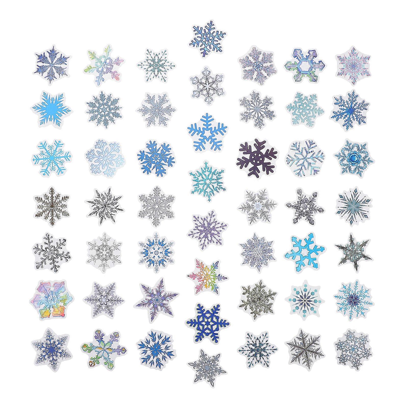 50 Sheets Christmas Window Decals Snowflake Pattern Stickers Showcase Decorations