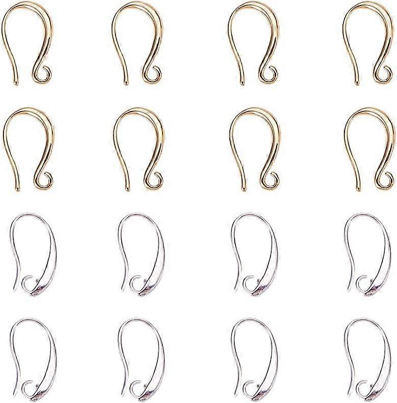 20 Pcs Brass Earring Hooks Ear Wire 2 Colors for Jewelry Making