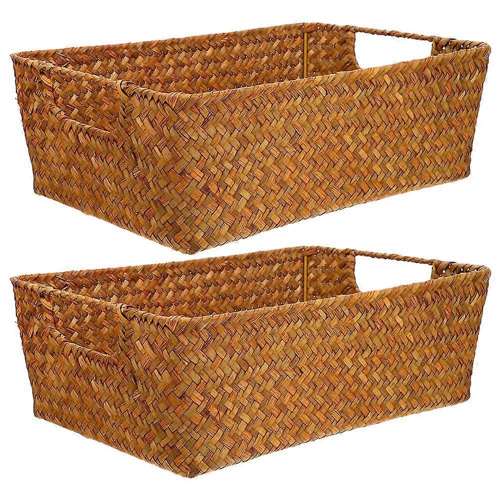 2pcs Wicker Basket Snack Organizing Basket Handwoven Storage Basket Bread Basket