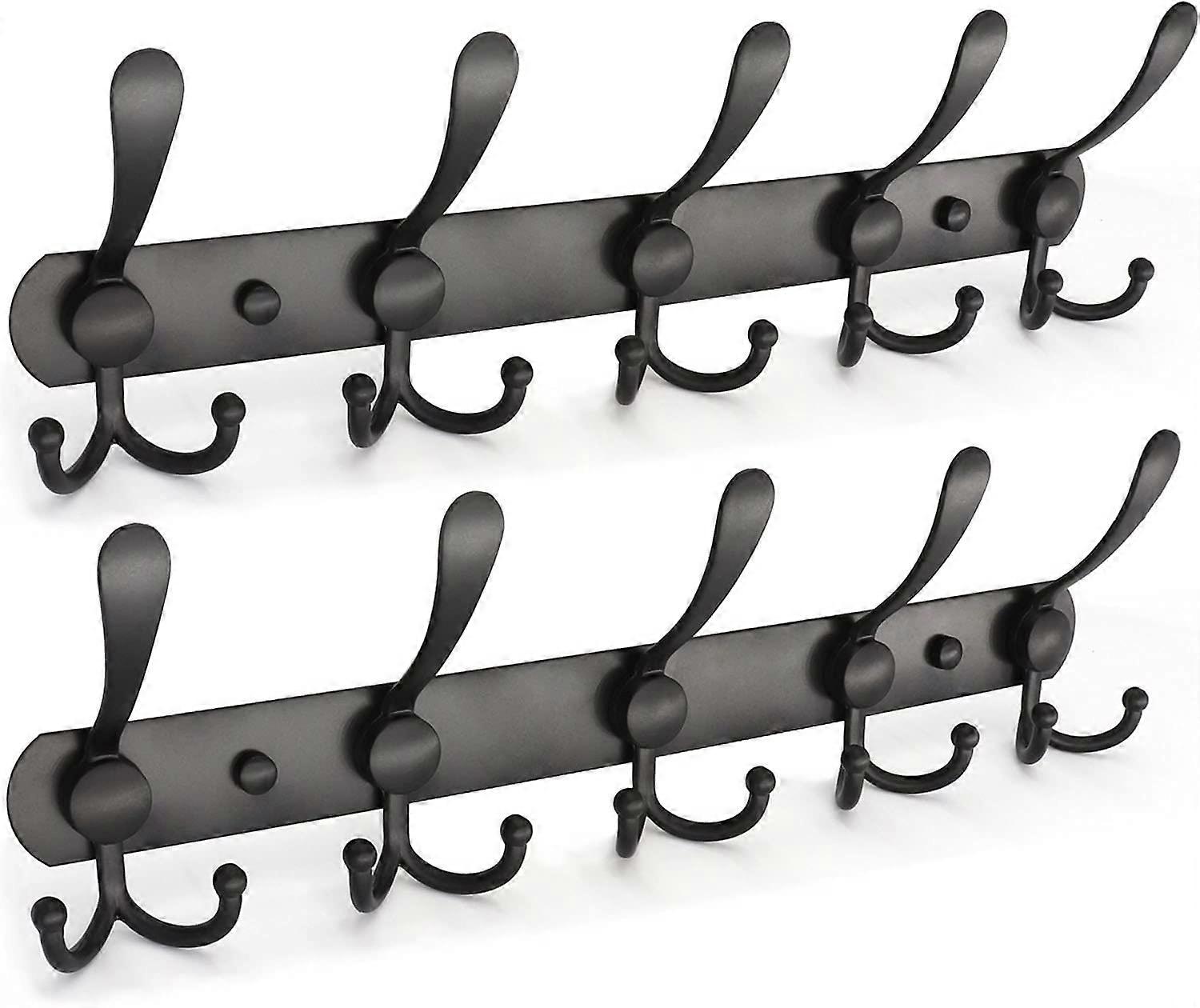 Vægkrogholder rustfrit stål Heavy Duty Knageholder - Sort - 2 Pak