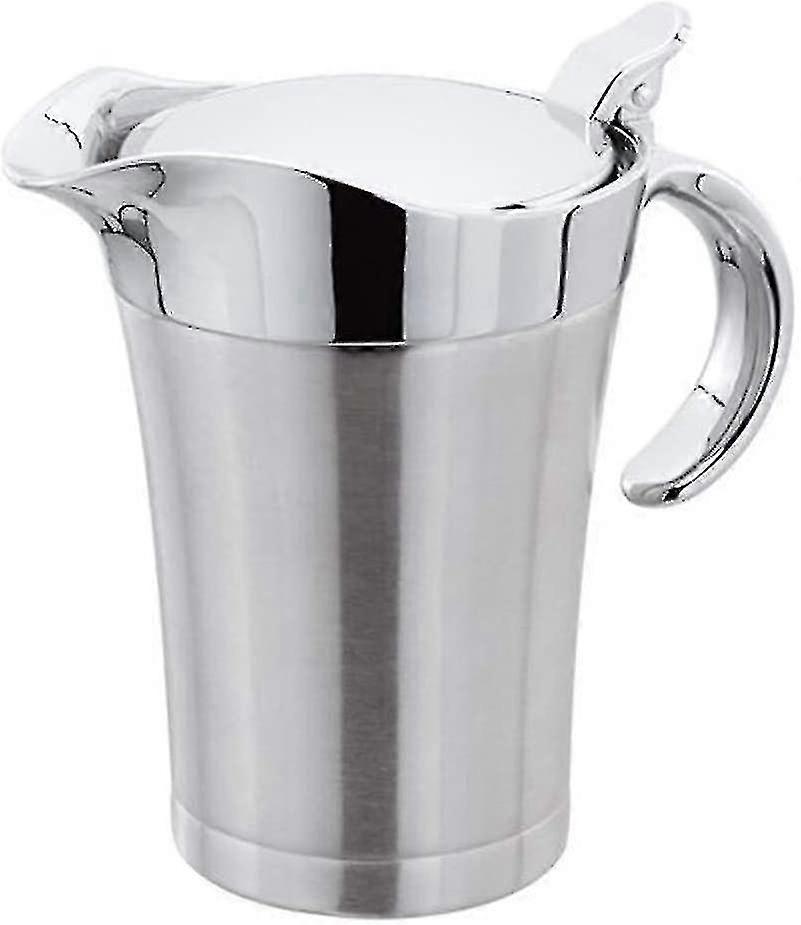 Double Insulated Sauce Jug With Hinged Lid,ideal Stainless Steel Gravy Boat(750ml)