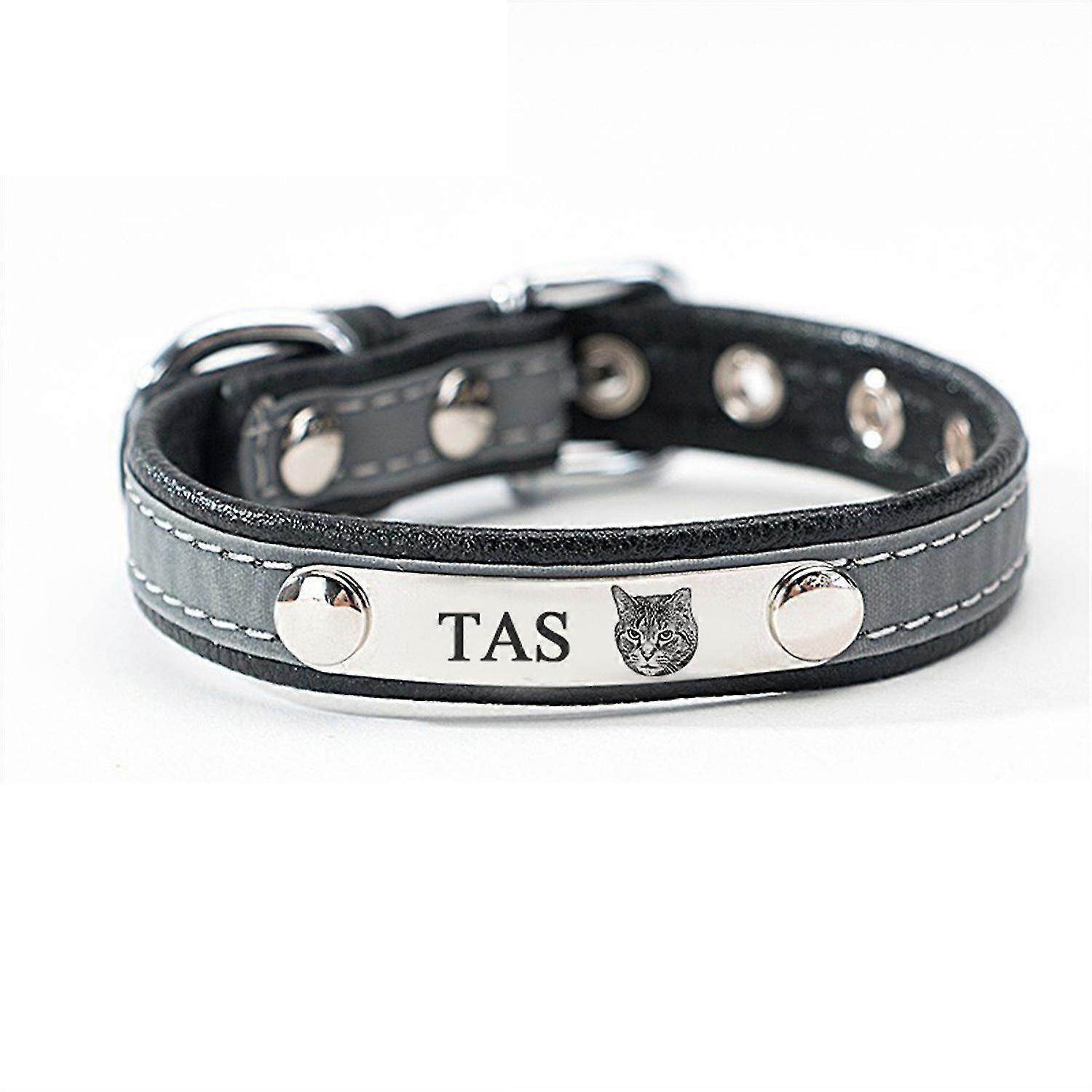 طوق القط العاكس المخصص لوحة شخصية مشبك أمان قابل للتعديل محفور معرف اسم العلامة القط طوق قلادة طوق الحيوانات الأليفة طوق