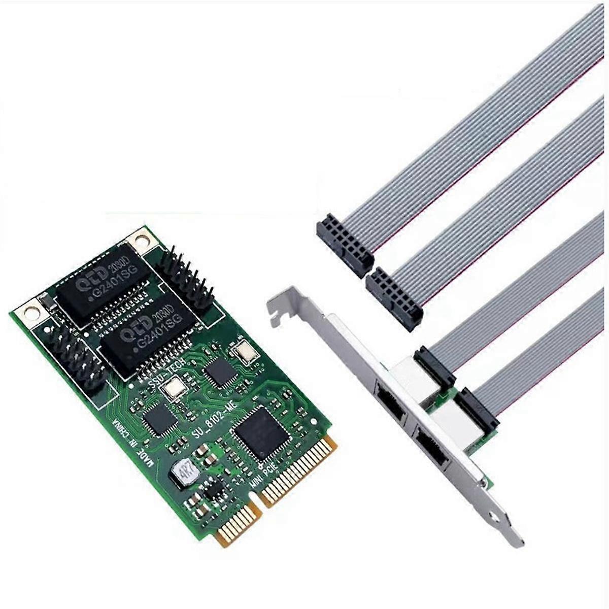 Mini PCIE Gigabit Network Card PCIE to 2 Port RJ45 Network Card Ethernet Gigabit 10/100/1000Mbps Network Adapter