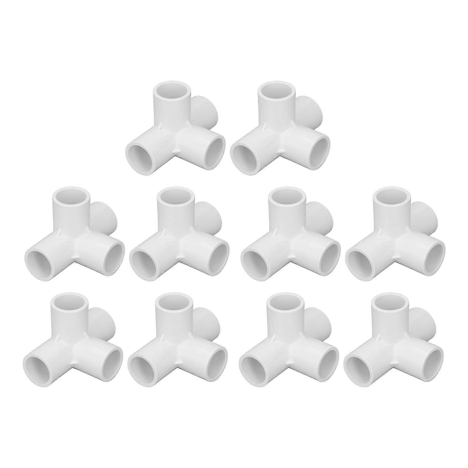10PCS Pipe Fitting Connectors PVC 0.8in Pipe Splice 4 Way Elbow Fitting for Funniture Tent Connection White