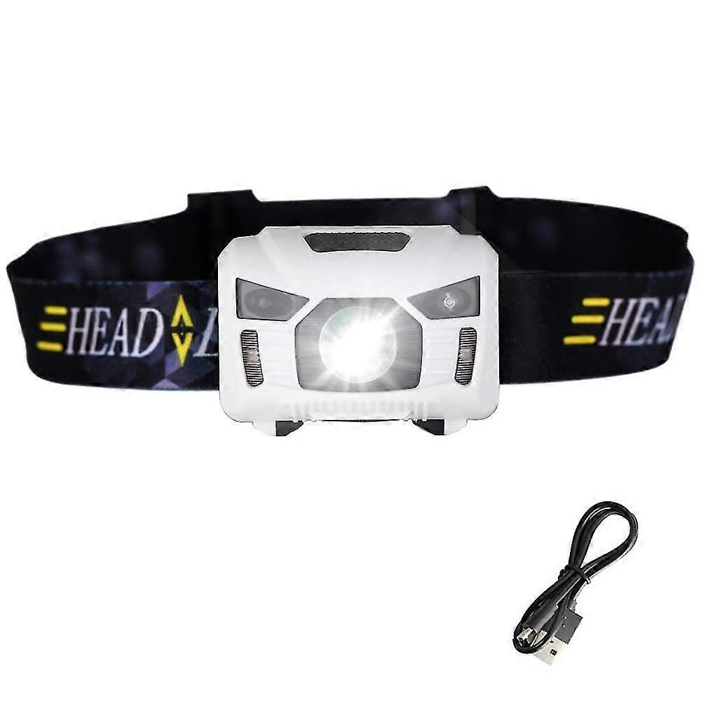 Body motion sensor headlamp induction usb rechargeable headlight 2 switch modes head flashlight torch lamp for camping+usb cable