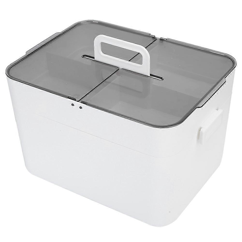 Storage Box Large DoubleLayer Office White Plastic Compartment Dustproof Medicine Chest