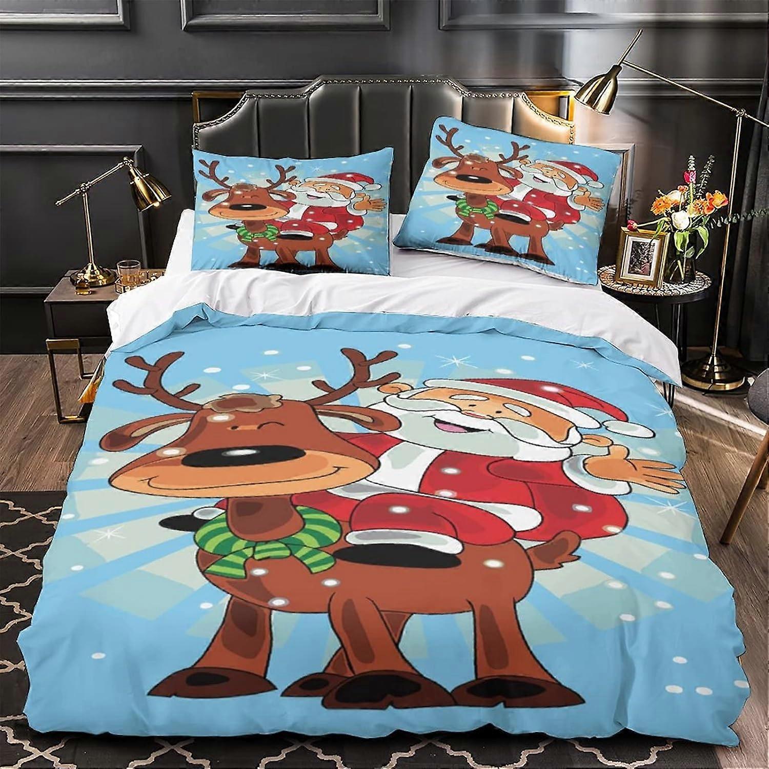 مجموعة غطاء لحاف عيد الميلاد المطبوعة غطاء لحاف مجموعة هدية عيد الميلاد D قطع لحاف غطاء سحاب إغلاق للمراهقين و