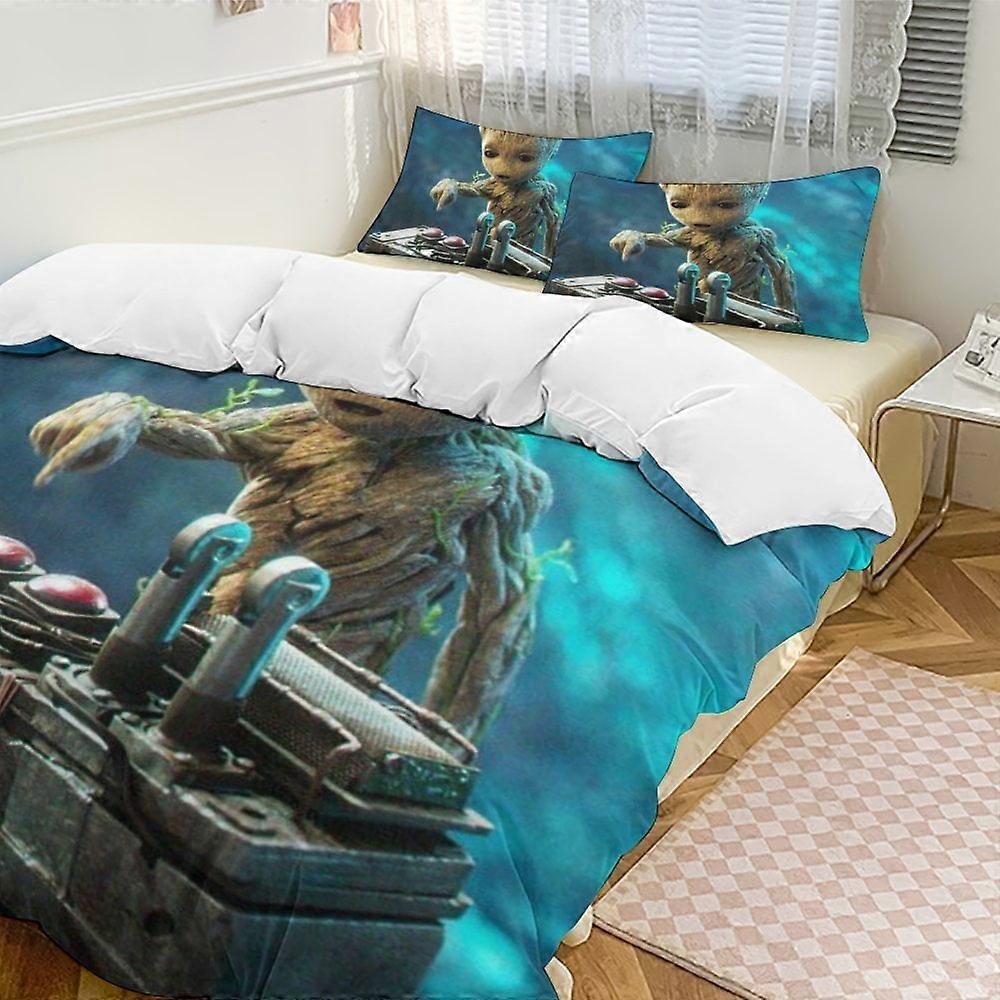 c378 I Am Groot Conjuntos de Edredom de Cama, Conjunto de Cama de 3 Peças Conjunto de Cama Macio e Quente com 1 Capa de Edredom e 2 Fronhas para Quarto Todas as Estações hno378