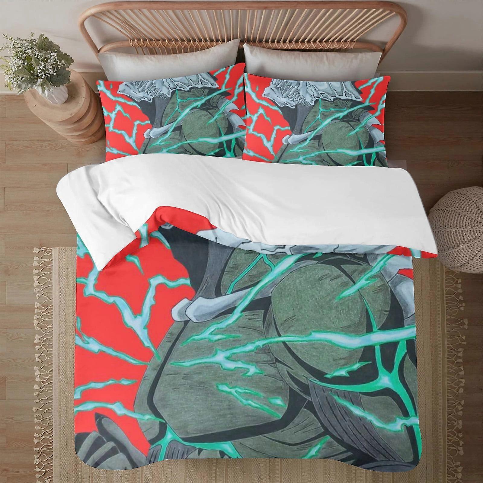 v293 Kaiju No.8 Face on print Soft Bed Set Lightweight 3 Pieces Bedding Sets for All Season Comforter Set Easy Care ol293