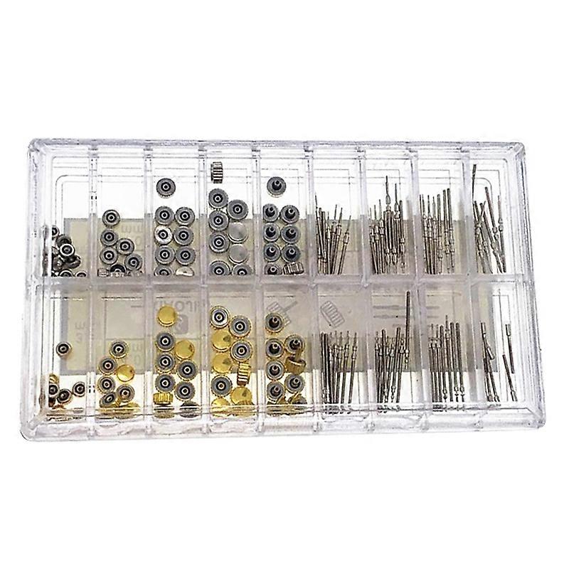 170Pcs/Box Watch Crown Parts Replacement Assorted Dome Flat Head Watch Accessories Repair Tool Kit