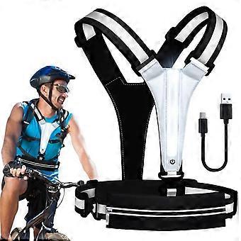 Adjustable Safety Reflective Vest Night Running Light Cycling Vest Safety Warning USB Rechargeable Bike LED Vest