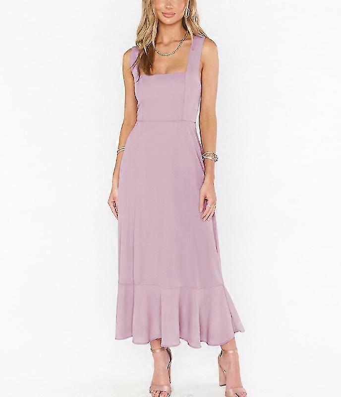 Women's Summer Width Strap Split Thigh Cami Midi Dress