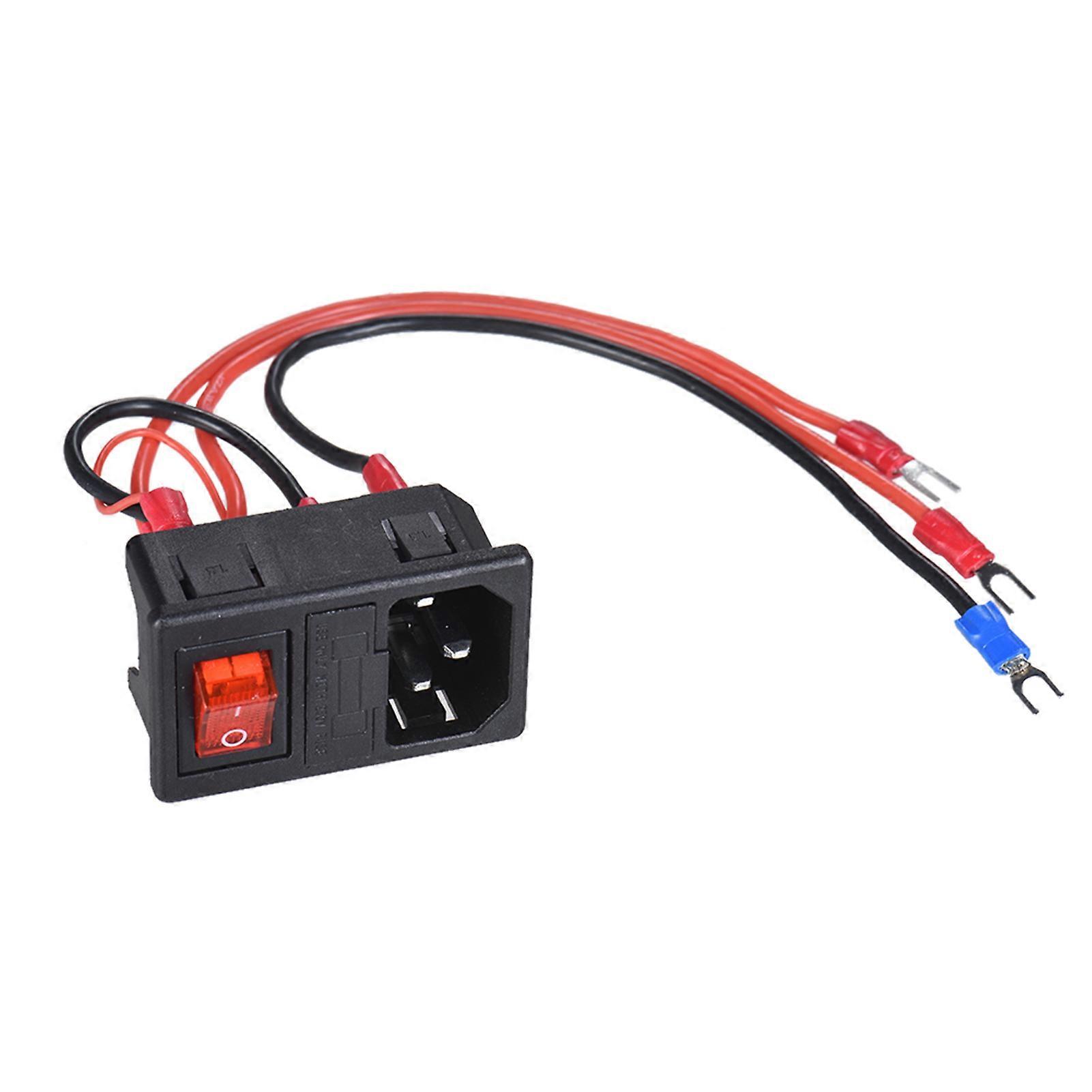 220V/110V 15A Power Supply Switch Male Socket with Fuse for 3D Printer DIY