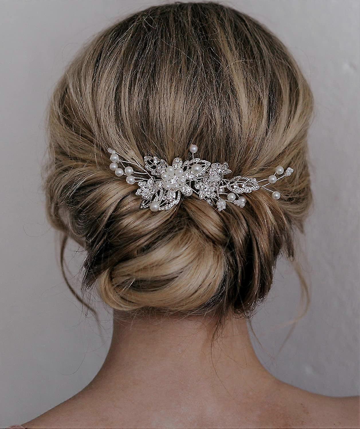 Bridal Hair Comb Clip Pin Rhinestone Pearl Wedding Hair  display picture 2
