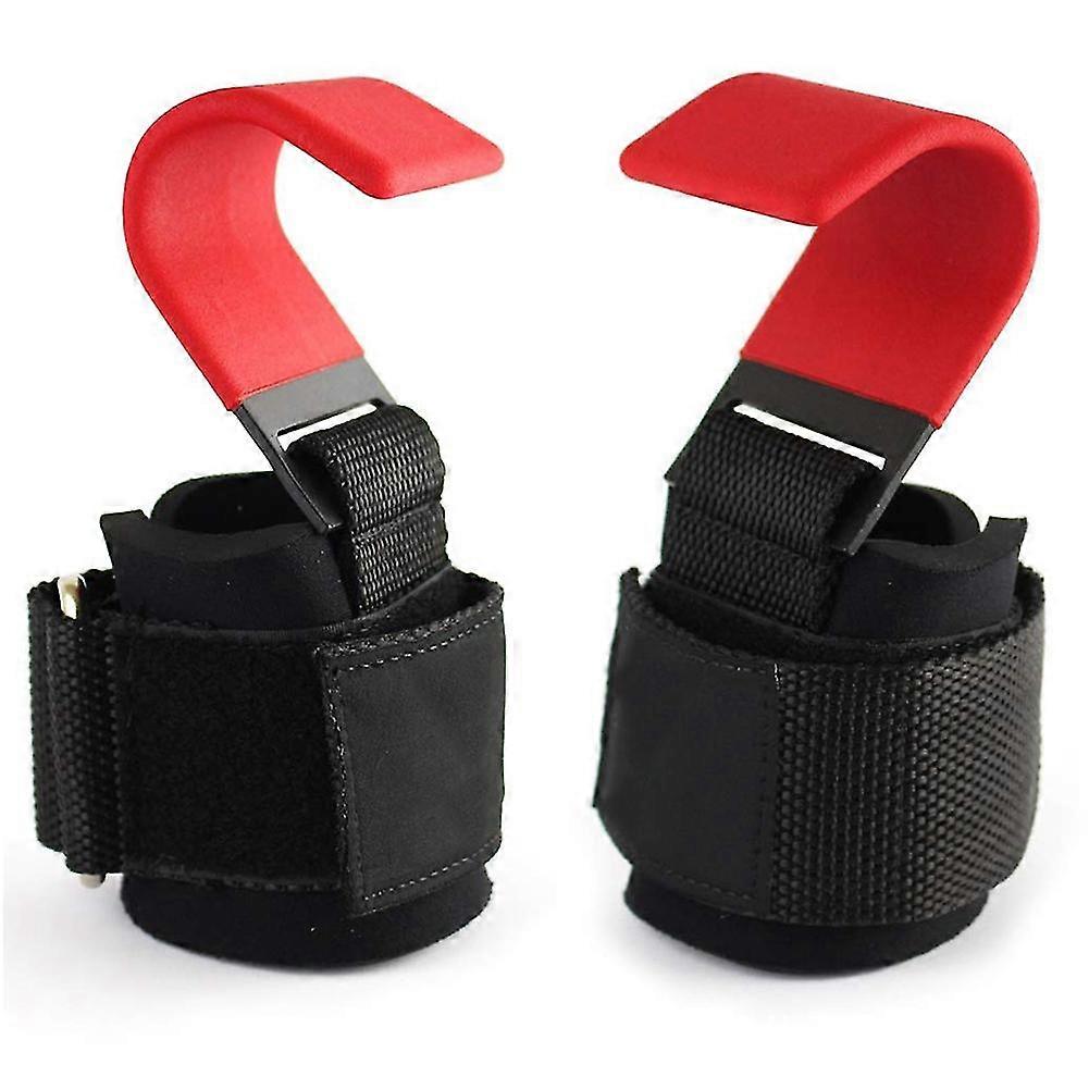 Weight Lifting Hook Grips With Wrist Wraps Gym Fitness Hook,red