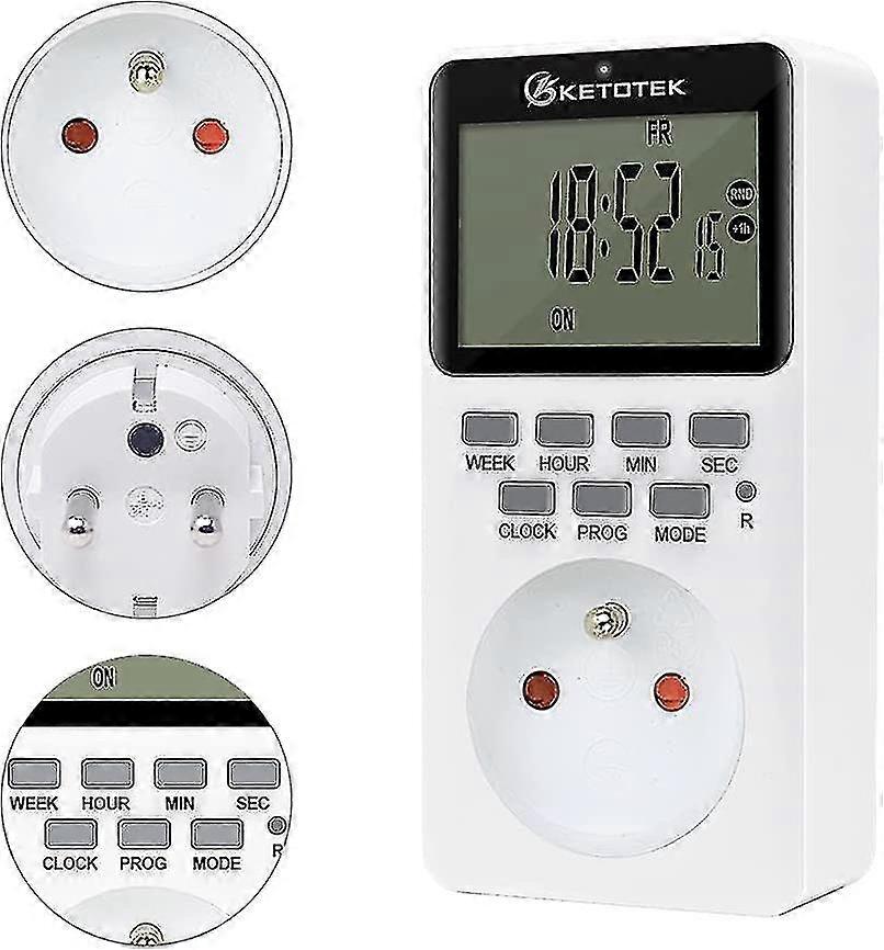 Plug-in Digital Timer Outlet Socket 16a 3600w Lcd Display 20 Groups On/off Programmable Timer 24 Hours 7 Days Ac220v Energy Saving Power Outlet Hy