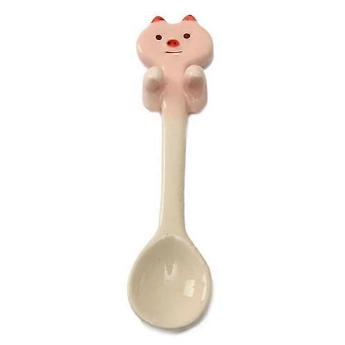 4 PCS Cartoon Tableware Ceramic Coffee Cup Hanging Spoon