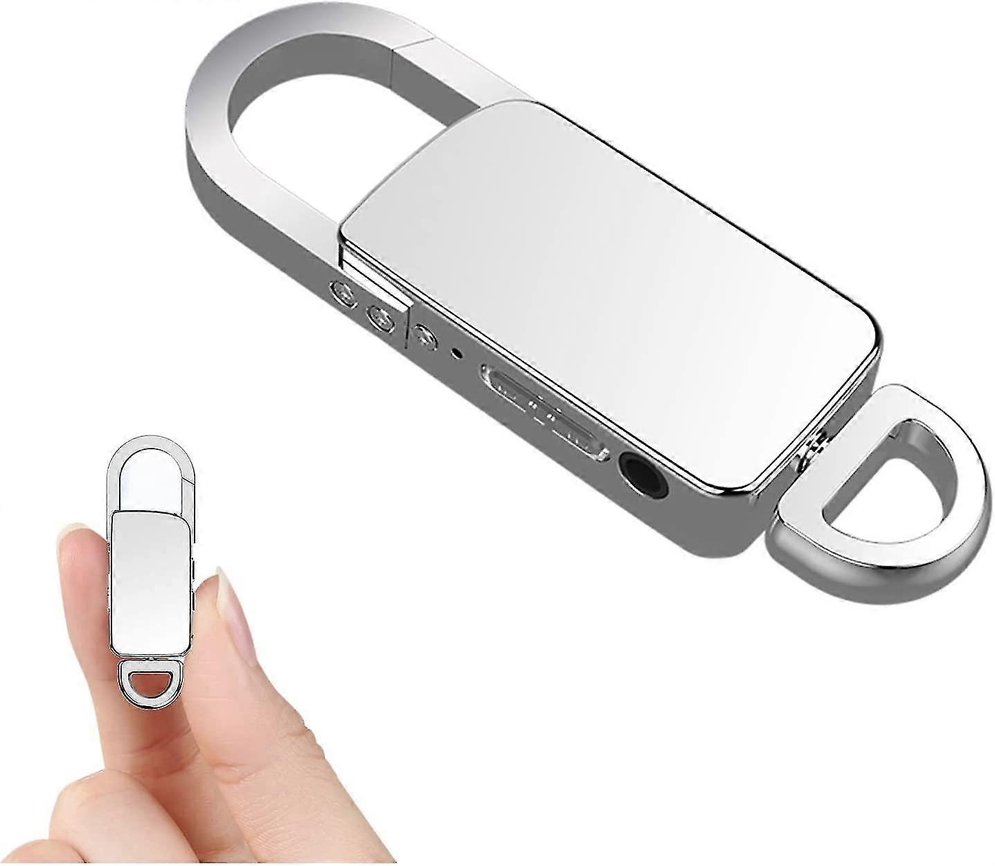 Mini Voice Recorder 8gb Keychain Small Mp3 Digital Recorder, Silver