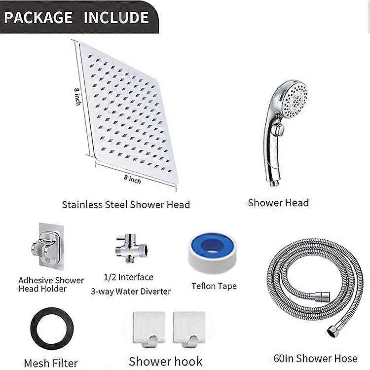 Rain Shower Head set, High Pressure Stainless
