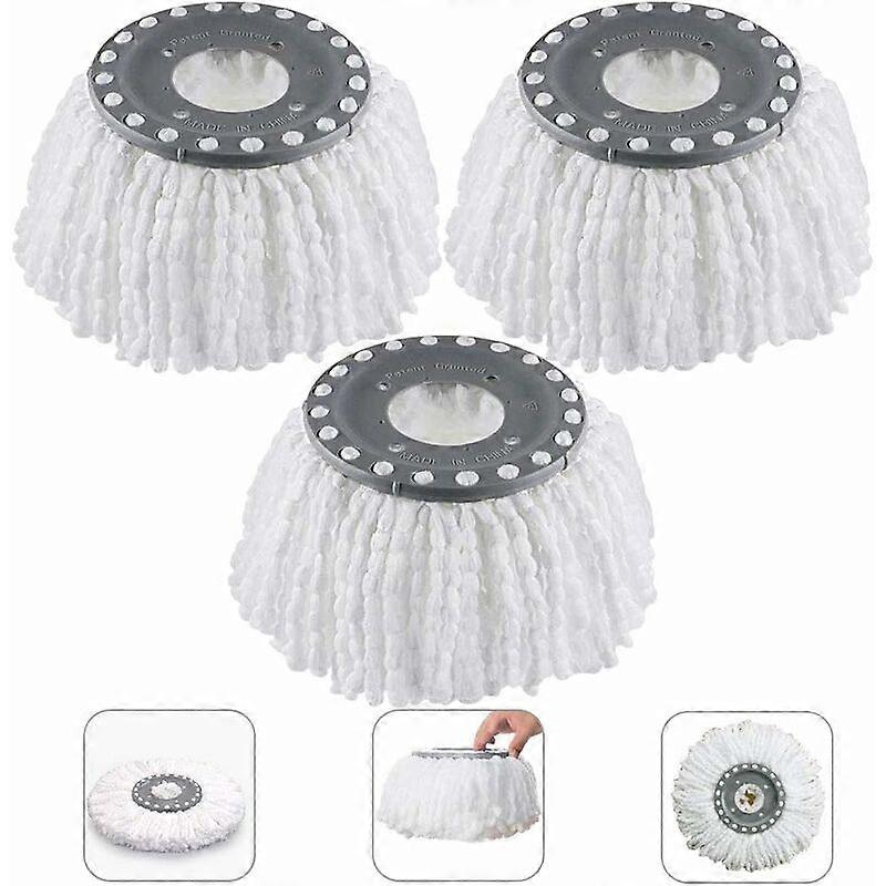 3Pcs Microfiber Broom Heads, Mop Heads, Round Replacement Mop Heads 360 Rot
