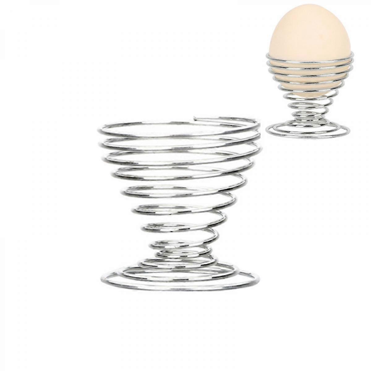 4PCS Stainless Steel Spring Wire Tray Egg Cups Holder Serving Cup Egg Tray for Egg (silver)