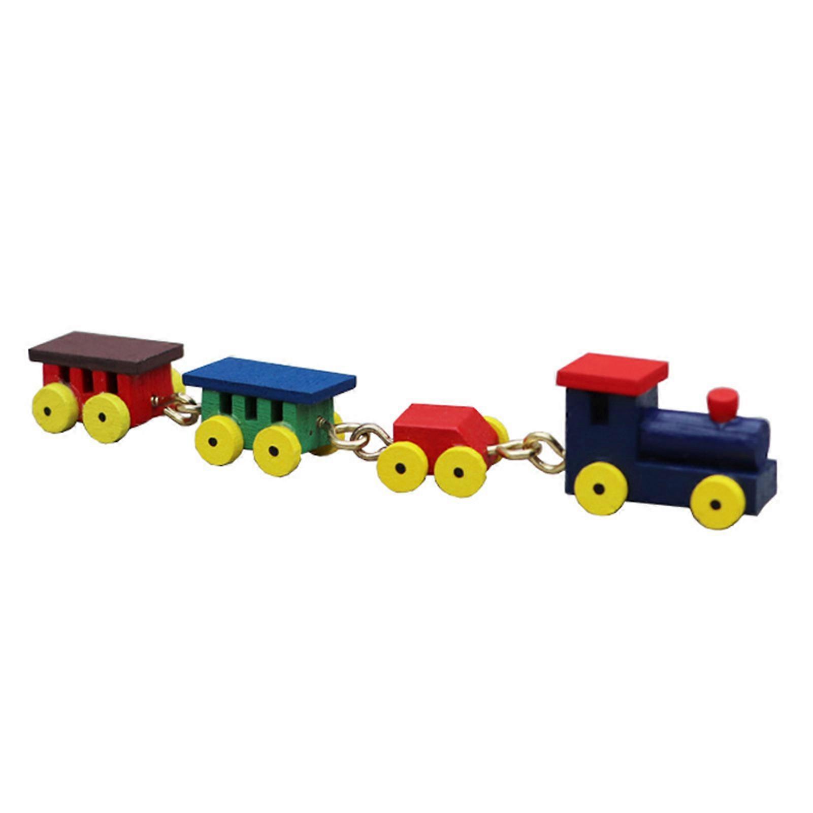 1:12 Little Train Toy Mini Three-dimensional Realistic High Reduction Decorate Wood Doll House Children Toys Small Train Micro Landscape
