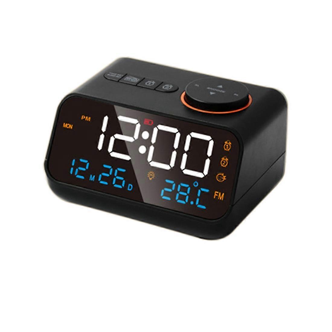 Alarm Clock With Radio Led Digital Clock Dual Usb Charging Sleeping Timer 12/24hr Snooze Wake Up Cl