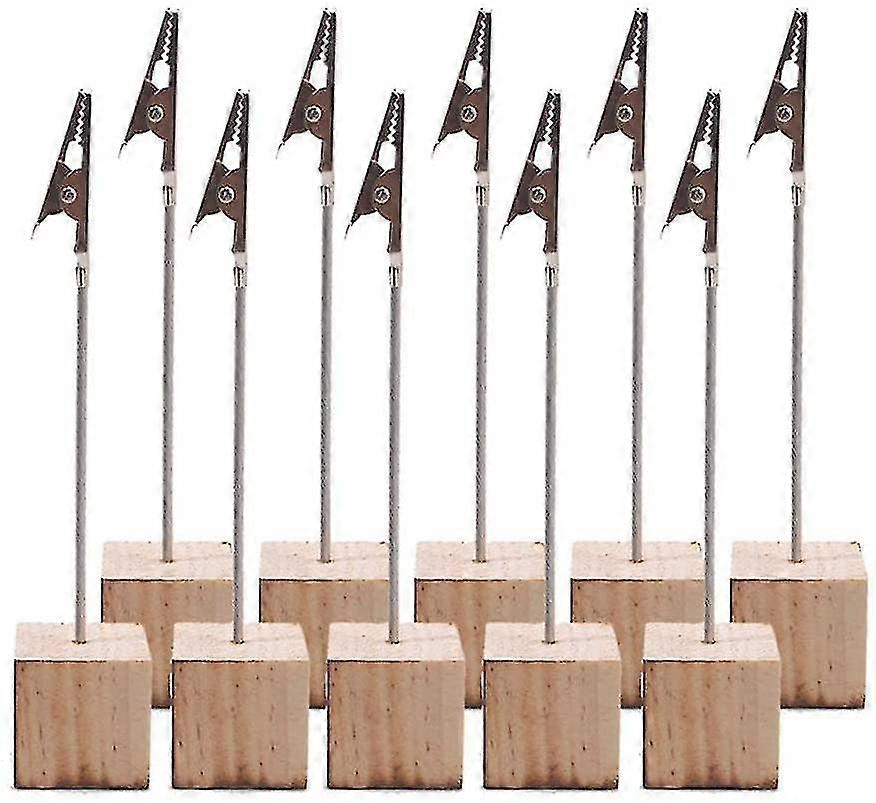 10pcs Vertical Note Photo Holder With Alligator Clip And Pine Base