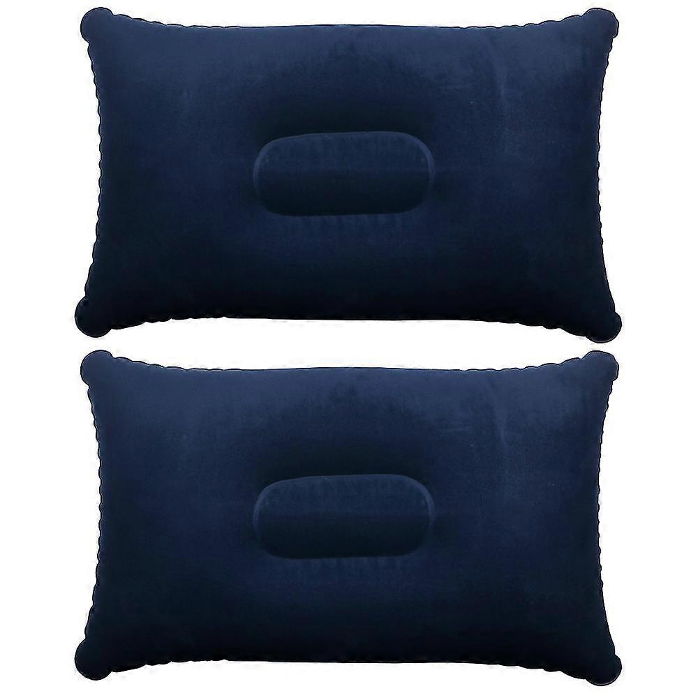 TRIXES 2 x Blue Inflatable Pillow Camping Travel Soft Blow-Up