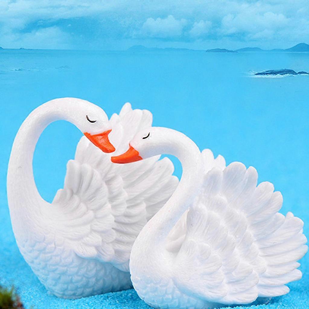 3xCute Resin Swan Statue Figurine Ornaments for Tabletop Shelf Wine Cabinet