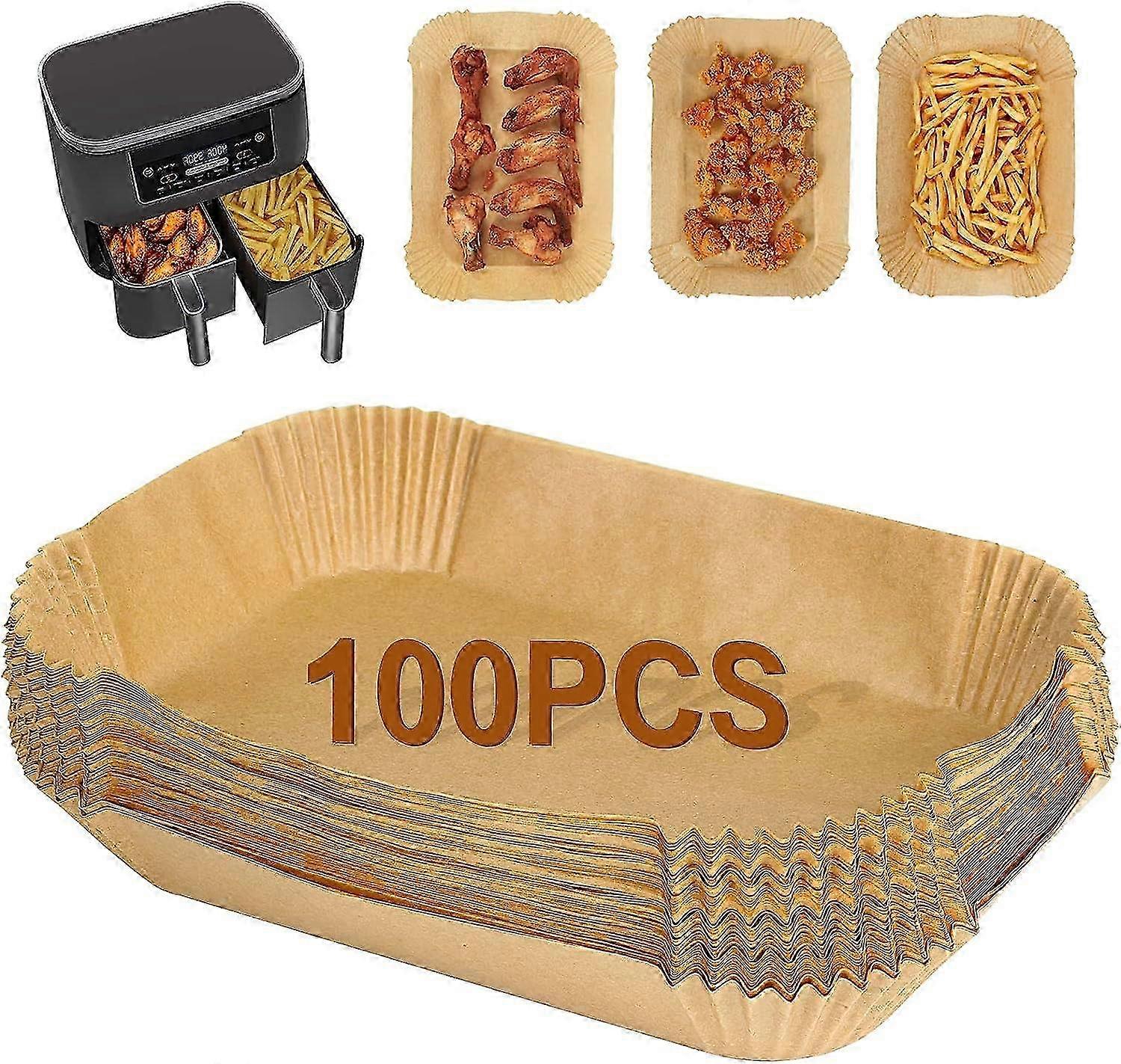 Einweg-Heißluftfritteusen-Liner, 100 Stück Heißluftfritteuse-Pergament-Liners Heißluftfritteusen-Zubehör