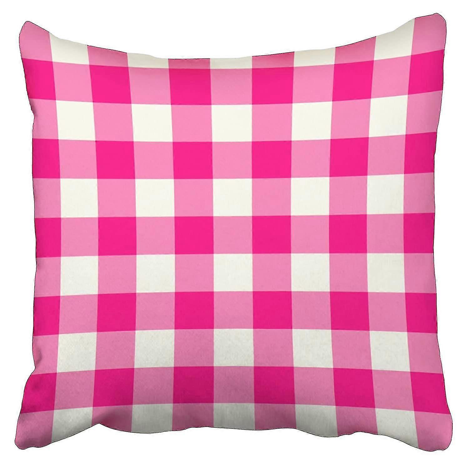 Hot Pink Gingham Pattern Pillowcase Cushion Cover 45x45 Cm XXF