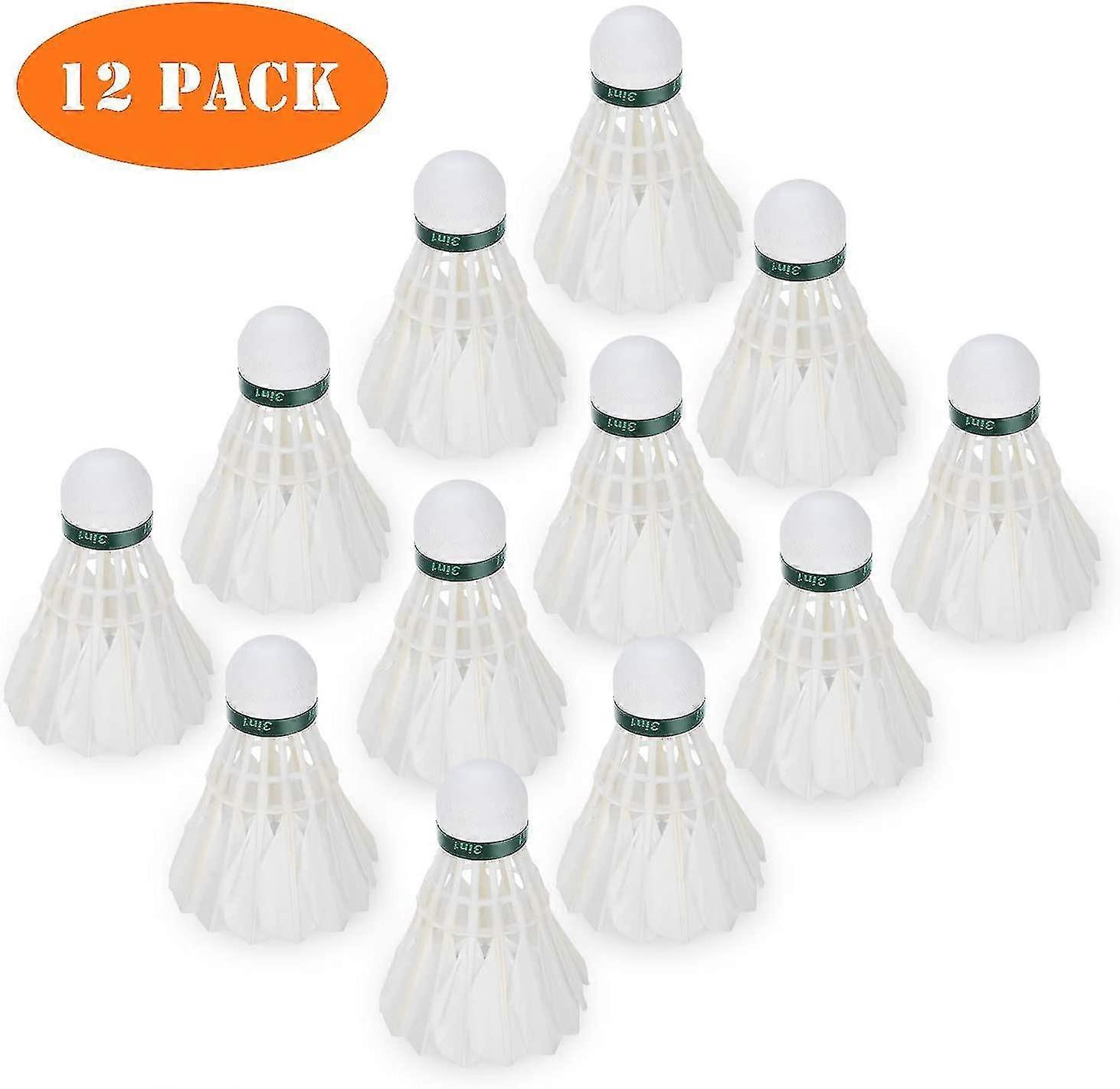 12-pack badmintonbollar av gåsfjäder för inomhus- och utomhusträning