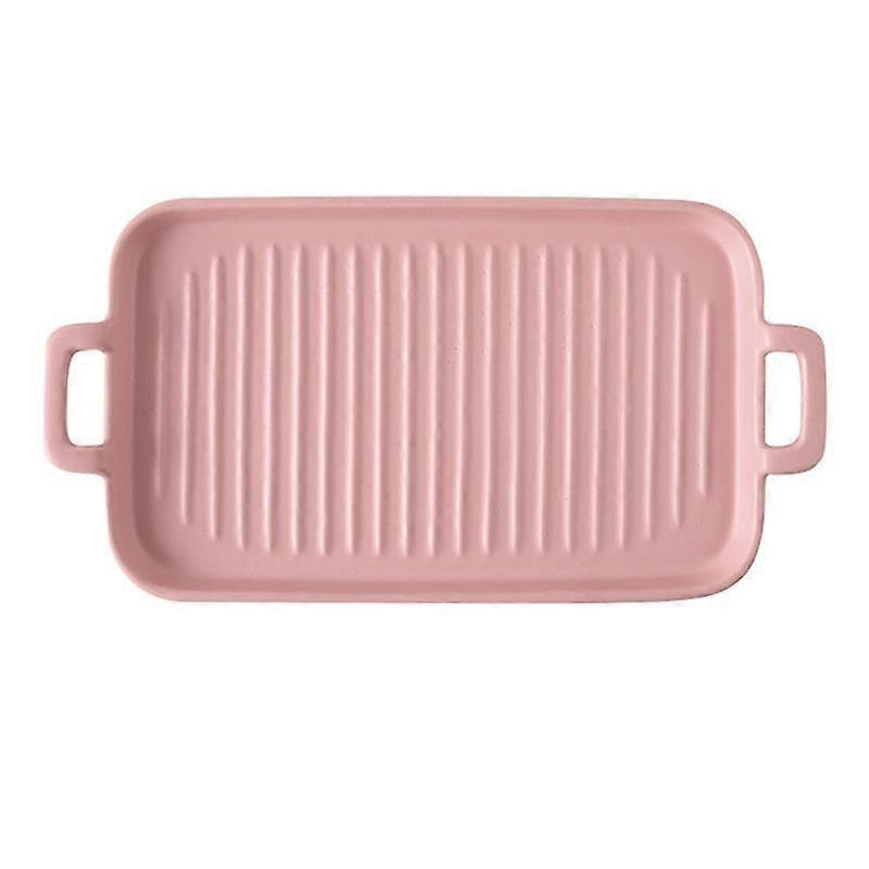 Ceramic Rectangular Binaural Cheese Risotto Plate Baking Dish Rectangular Binaural Western Food Chicken Wings Baking Supplies