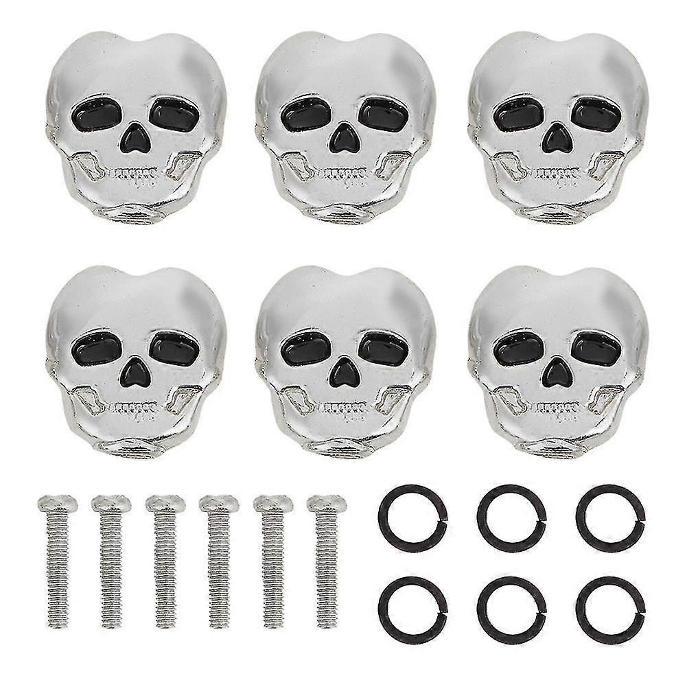 6pcs Tuning Peg Key Button Cap Heads for Folk Electric Guitar (Silver)